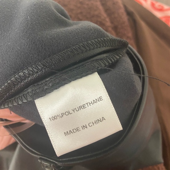 BOA Because of Alice Faux Leather Wide Leg Black Trousers Size Large - Picture 7 of 7